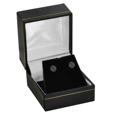 Wholesale Lot 24 Black Leatherette Jewelry Earring Gift Boxes Jewelry Packaging 