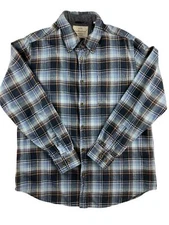 Weatherproof Vintage Shirt Mens L Blue Plaid Flannel Button Down Chore Workwear
