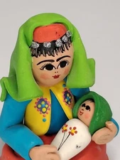 TURKISH 4" MOTHER W/CHILD HAND MADE AND HAND PAINTED FIGURINE