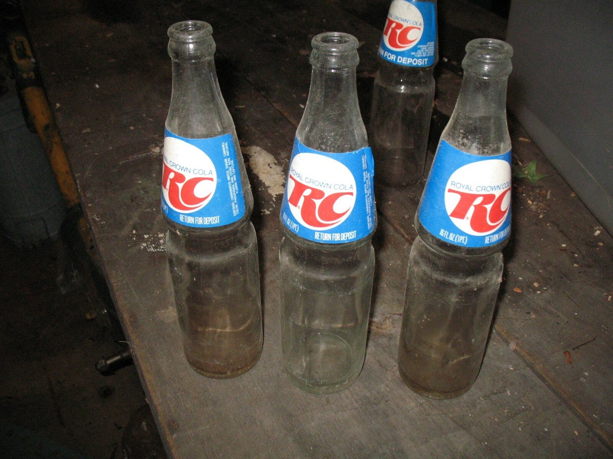 VINTAGE SODA POP BOTTLE RC ROYAL CROWN COLA 16 OZ 70s 80s PAPER