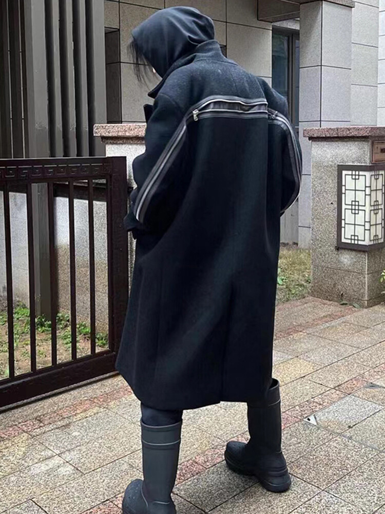 ALTRA DRIES VAN NOTEN Cappotto Lungo Lana Giacca D Doppia Cerniera con Cappuccio