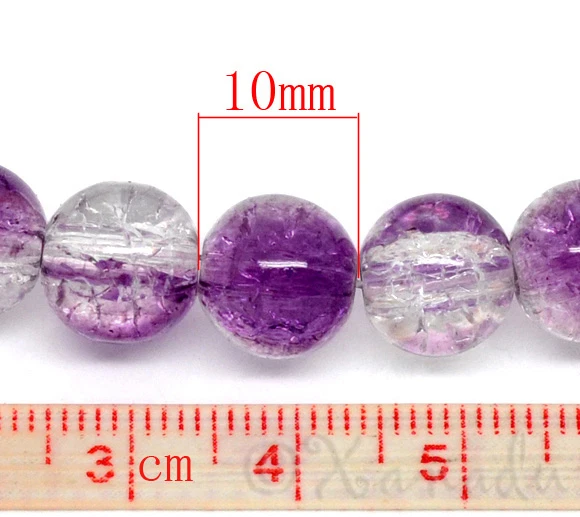 Purple Plum Wholesale 10mm Round Crackle Glass Beads G2241 - 20, 50 Or 100PCs - Image 2 of 3