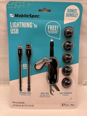 Mobilespec 6ft Apple To Usb Cable, Multi-tool & Cable Organizer Gift Set Bundle