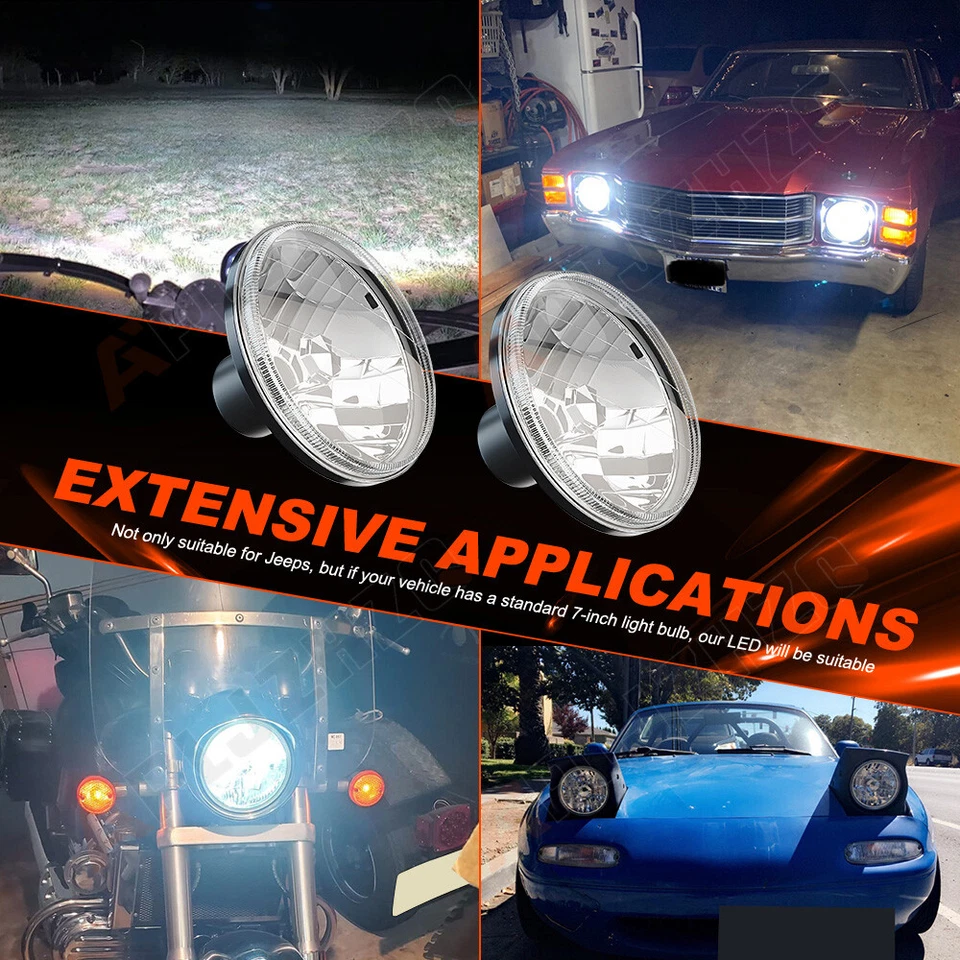 Par de faros redondos de 7 pulgadas de haz alto bajo 6000 k para GMC C15/C25 C35 1975-1978 Foto 3 de 4