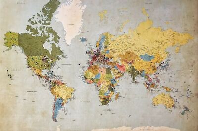 World Map Photo Wall Print Photo Poster Earth Atlas Vintage Globe Antique