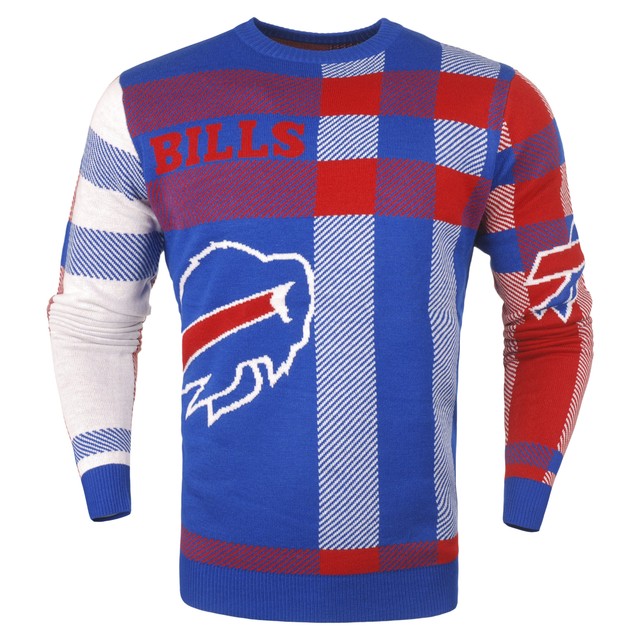 Forever Collectibles NFL Men's Buffalo Bills Plaid Crew Neck Sweater | eBay