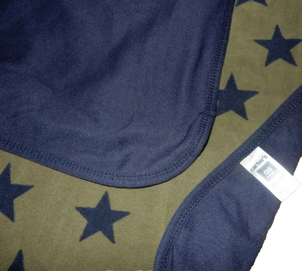 5D LN Carter's STARS темно-синий/зеленый флис прием кроватки детское одеяло - Изображение 3 из 4