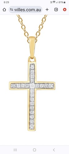 NEW Natural Diamonds 9ct Gold + Gold Chain In Gift Box - Picture 9 of 9