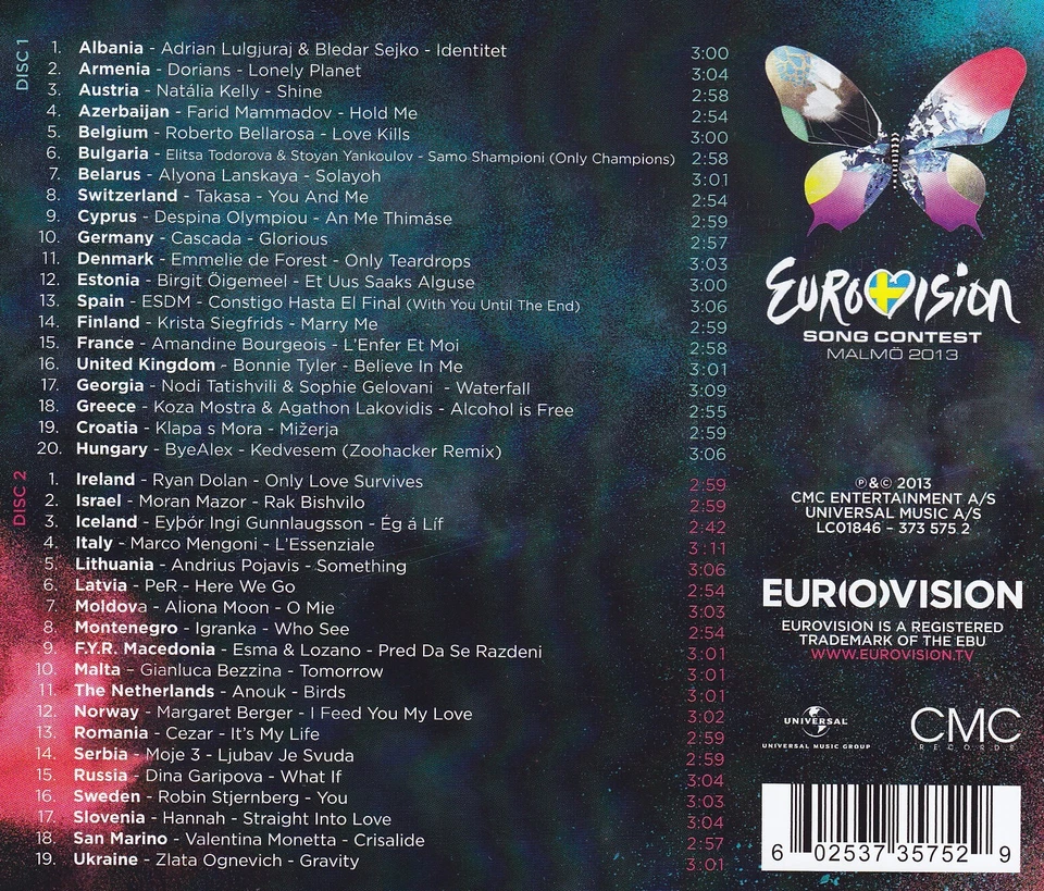 EUROVISION SONG CONTEST - 2 CD - WE ARE ONE - MALMÖ 2013 - Bild 2 von 2