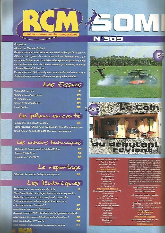 RCM N°309 PLAN: FOKKER DR.I / HG 300 JAMARA / LRK DUALSKY RANGE / SOPWITH TRIP - Image 2 of 2