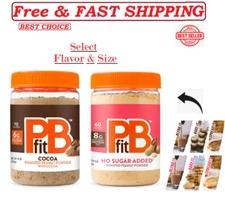 New - PBfit  No Sugar Added, Peanut Butter Powder, -  Select Flavor & Size.,