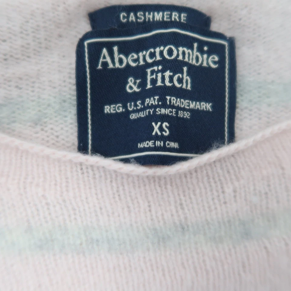 Abercrombie & Fitch 粉彩粉色和灰色条纹羊绒衫 XS — 第 3/4 张图片