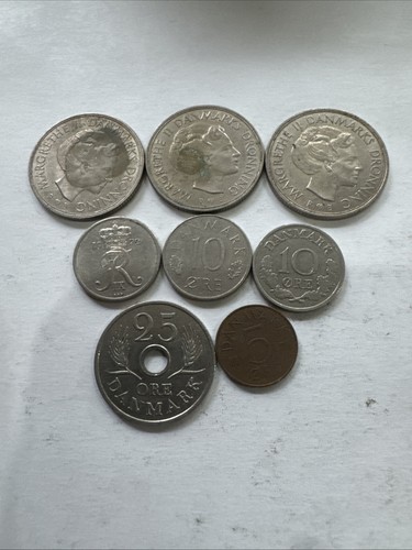 Lote De 8 Monedas De Colección Dinamarca 1961-1987 Corona Mineral Obtienes Monedas En Imagen - Imagen 2 de 2
