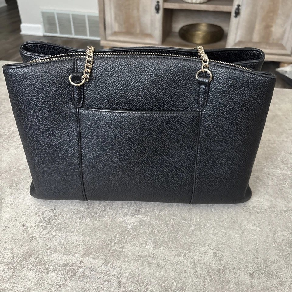 DKNY Women’s Black Vegan Leather Large Bag/Purse Chain Handles Gold Hardware - Image 4 of 4