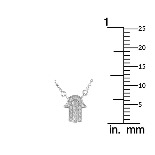 LB Exclusive 14K White Gold 0.10ct Diamond Hamsa Pendant Necklace PN15814-W - Picture 4 of 4
