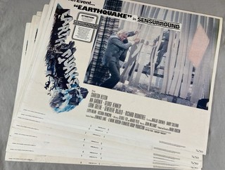 FULL Set 8 EARTHQUAKE 1974 11x14 lobby cards SENSURROUND Stickers USA Original