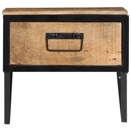 Comodino Corona In Legno Massello Di Pino, 53x39x50 Cm, Con 2 Cassetti E Maniglie In Metallo, Finitura Cera Marrone Miele, VidaXL - 2