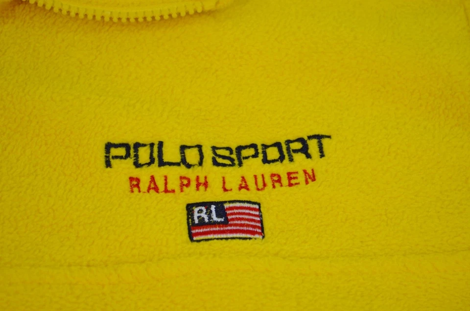 De Colección Polo Deportivo Ralph Lauren Amarillo 1/4 Cremallera Polar Pullover Suéter Sudadera Foto 4 de 4