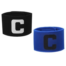 Soccer Captain, Soccer Captain Armbands Elastic Adjustable (2 Pack, Blue/Black)