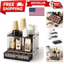 Coffee Bar Organizer - Coffee Station Countertop Organizer with Pod Drawers -...