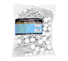 (100) 6" White Ball Bungee Cord Tarp Tie Down Strap Canopy Straps