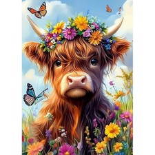 MAXBYE Diamond Painting Kits for Adults, 5D Highland Cow 30x40cm, Brown 