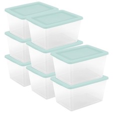Sterilite 58 Qt Storage Boxes, Clear Plastic Containers with Lid, Set of 8, Mint