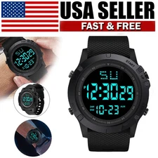 Men Digital Sports Watch Tactical Military LED Backlight Wristwatch Waterproof