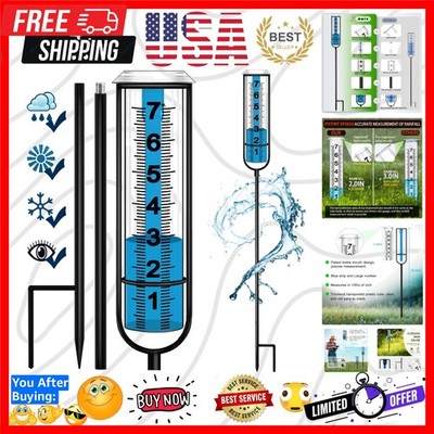 Freeze Proof Outdoor with Stake, Upgrade Water Rain Meter, Rain Measure Gauge...