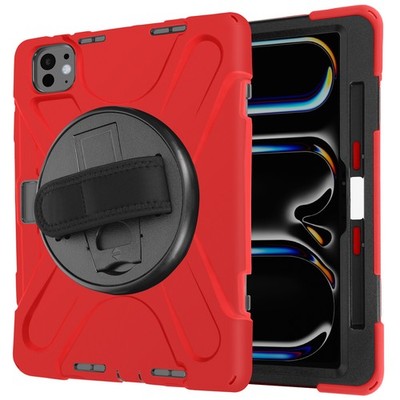 Avizar Hülle für iPad Pro 13 2024 Stoßfest mit Griff Halterung und rotem Gurt