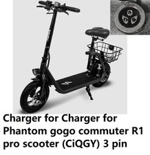 battery Charger for Phantom gogo commuter R1 pro scooter CiQGY special 3 pin