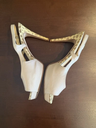 Kate Spade stiletto fibbia slingback pelle stampa animalier tacco beige taglia 7 B