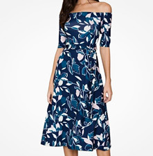 YUMI KIM Riverside Floral Skip A Beat Dress Off Shoulder Midi Tropical Dress M
