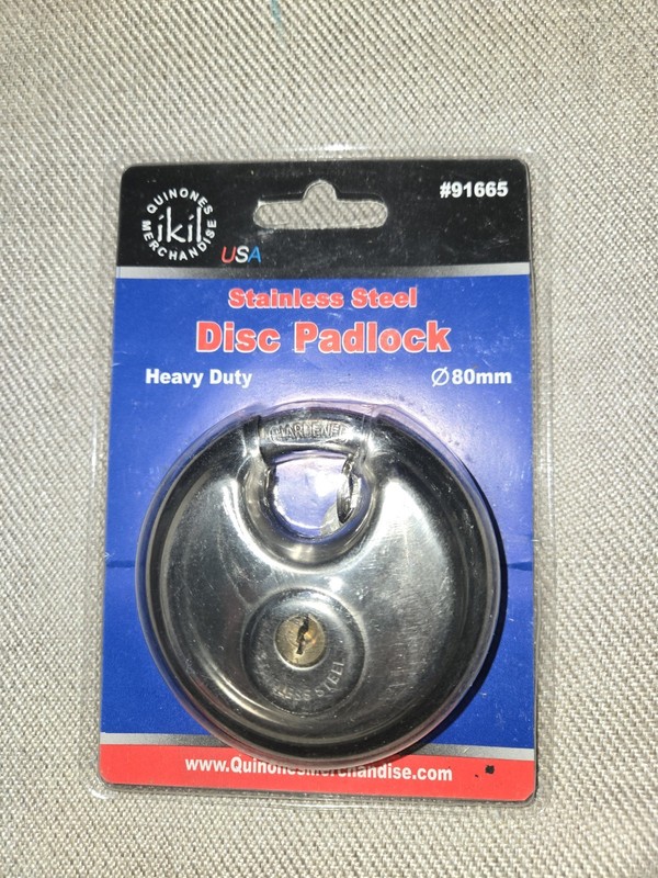 Stainless Steel Disc Keyed Padlock Lock New Package Weatherproof Rustproof 70mm