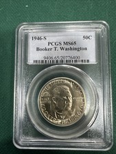 1946-S 50C Booker T. Washington Silver Commemorative MS65