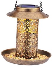 Solar Bird Feeder for Outdoors Hanging, Metal Wild Bird Feeder for 7.2"x7.2"