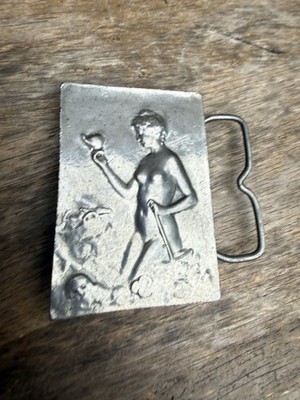 Bergamot Vintage Nickel Brass Belt 1974 Buckle Mining Woman Archeology RARE