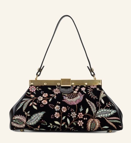 Bolso de Hombro Patricia Nash Ferrara Marco Terciopelo Jacquard en Negro - Nuevo con Etiquetas - Imagen 1 de 13