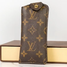 LOUIS VUITTON Glasses Case M66545 Monogram Etui a Lunette PM W/Box Auth Brown[A]