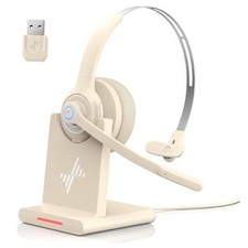 Bluetooth Wireless Headset with Mic for Work, Bluetooth 5.2, Advanced Apricot