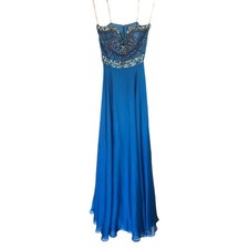 Sherri Hill Aqua Blue Glam Beaded Maxi Prom Formal Ball Gown Dress, Size 2