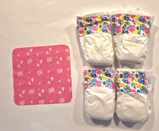 Lot of 4 Unused Baby Alive Doll Diapers Loose Refill And Baby Alive Washcloth