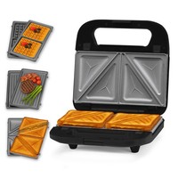 Innoteck Snack Maker Sandwich Toaster Grill Waffle Maker 750W Removable Plates