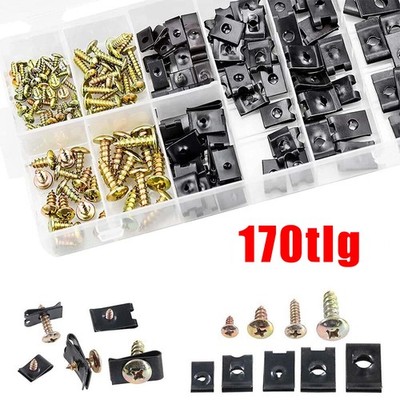170tlg Blechmuttern & Schrauben Sortiment Auto Karosserie Kotflügelschrauben Set