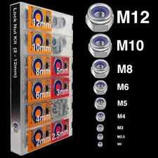 EEEEE Lock Nuts Assortment 524 pcs Stainless Steel 304 Metric locknut Nylon Inse