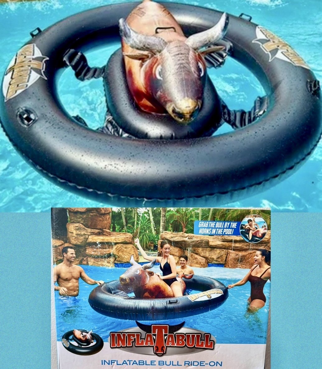INFLATABULL Inflatable Bull Ride-On Pool Toy~NEW
