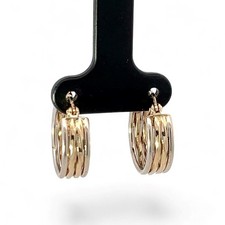 14k Yellow and White Gold 16mm 4-Hoop Earrings with Hinged Backs KS1021698 