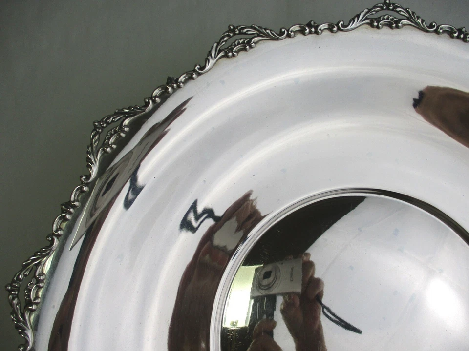 Cuenco central con patas 800 plata maciza post Segunda Guerra Mundial italiano 13,5" Foto 3 de 4