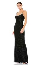Mac Duggal Beaded Scoop-Neck Gown Black SZ 2