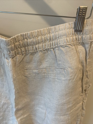 NWT! H&M Women Natural Linen Pants Size 6 Beige Elastic Tie Waist High Rise. NEW - Picture 8 of 12